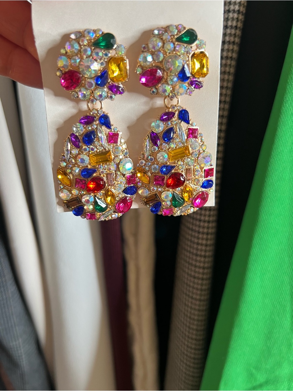 Multicolor Crystal Drop Earrings - Vibrant Statement Jewelry